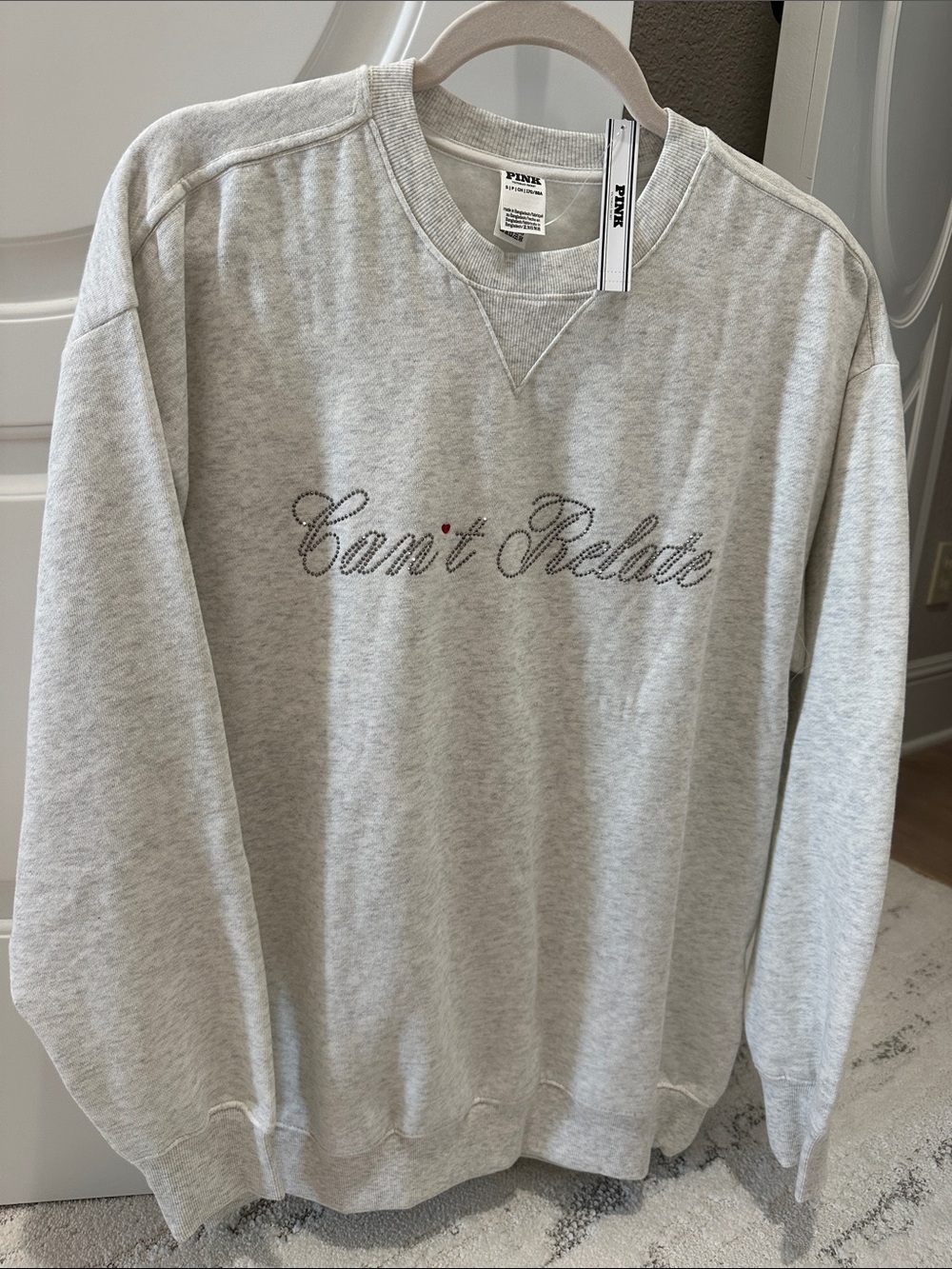 Victoria’s Secret Pink Can’t Relate Size Small Oversized Gray Pullover